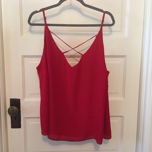 Red Strappy Cross Front Tank